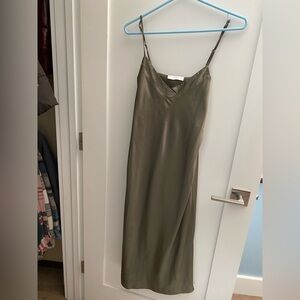 Lucky Brand Olive Satin Slip Dress